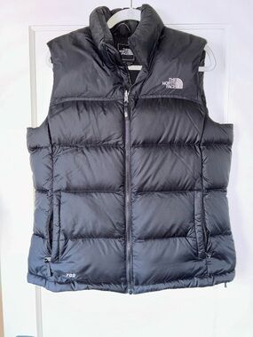 The North Face Gilet Womens XL Black Nylon Puffer Nuptse Vest 700 Fill Outdoor